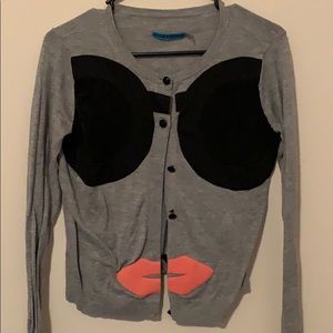 Stylish Face on Grey Cardigan.